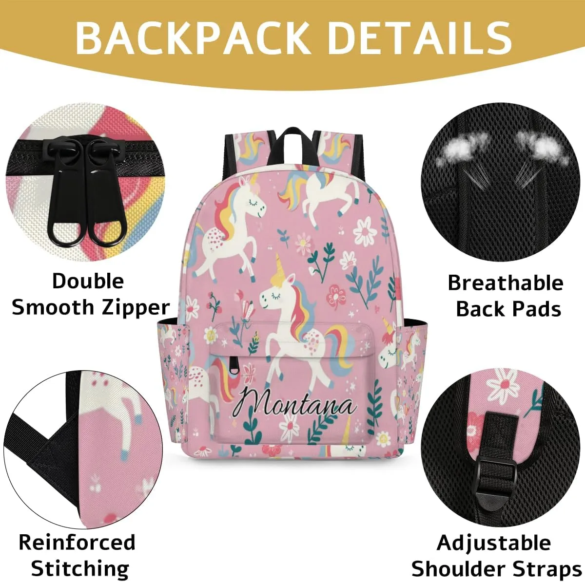 Personalized Toddler Backpack Girl Little Backpacks Animal Unicorn Cartoon Travel Bag for Kids Girls Preschool Elementary School Bookbag