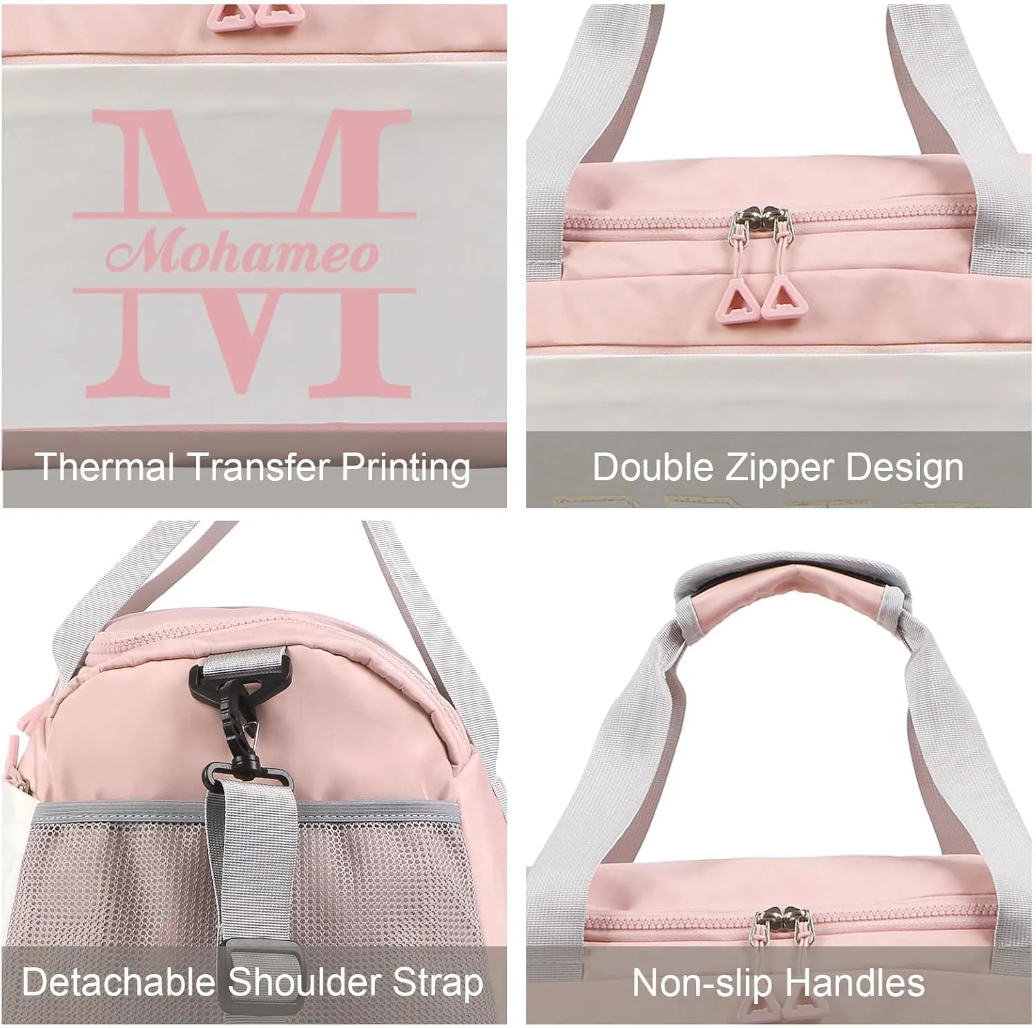Personalized Travel Duffel Bag: Custom Large Waterproof Travel Bag with Name and Letter - Travel Luggage Bag with Shoes Compartment for Women Men