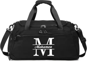 Personalized Travel Duffel Bag: Custom Large Waterproof Travel Bag with Name and Letter - Travel Luggage Bag with Shoes Compartment for Women Men