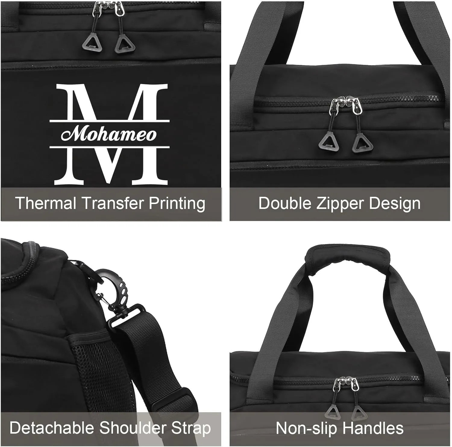 Personalized Travel Duffel Bag: Custom Large Waterproof Travel Bag with Name and Letter - Travel Luggage Bag with Shoes Compartment for Women Men