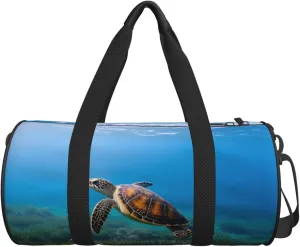Personalized Travel Duffle Bag Gym Bag Sports Duffel Bags, Custom Gymnastics Dance Bag, Customized Training Bag Overnight Weekender Sleepover Bag for Men Women, Sea Turtle Seaweed Pattern