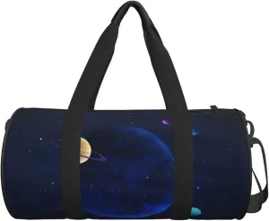 Personalized Travel Duffle Bag Gym Bag Sports Duffel Bags, Custom Gymnastics Dance Bag, Customized Training Bag Overnight Weekender Sleepover Bag for Men Women, Universe Cosmic planets