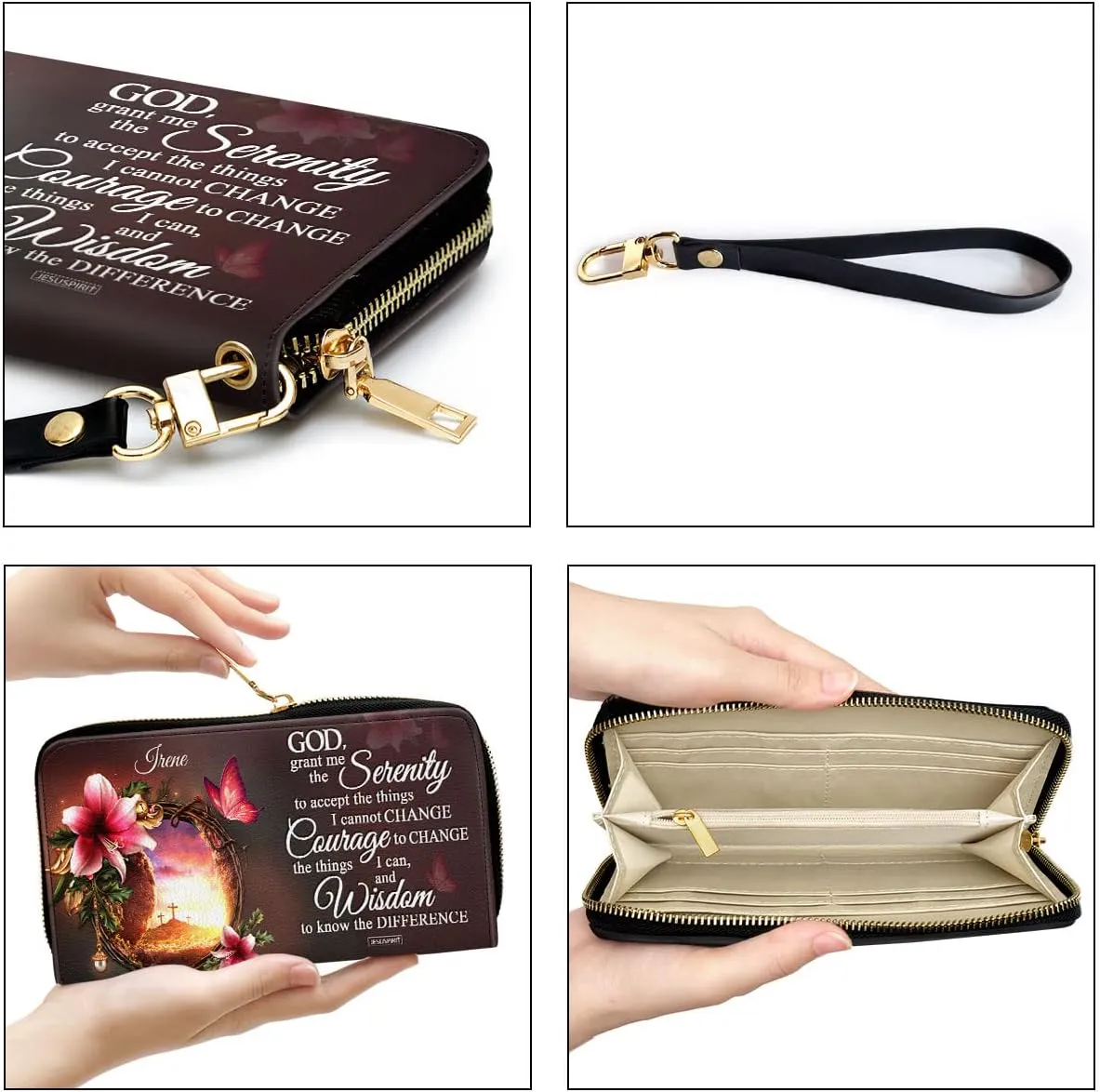 Personalized Wristlet Leather Clutch Purse For Women - Christian Gifts For Women, Christmas Gifts For Women