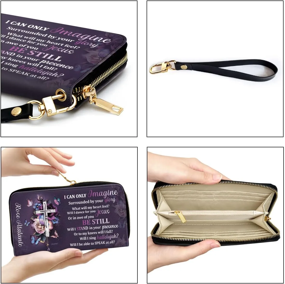 Personalized Wristlet Leather Clutch Purse For Women - Christian Gifts For Women, Christmas Gifts For Women