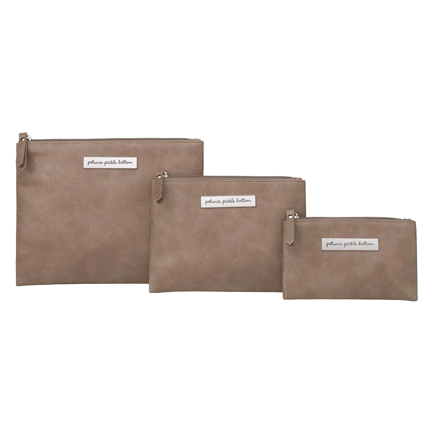Petunia Pickle Bottom Organizer Trio, Zip-Close Pouches, 3 Sizes, For Diaper Bag, Stroller, Travel Bag, Carry Alone, Mink