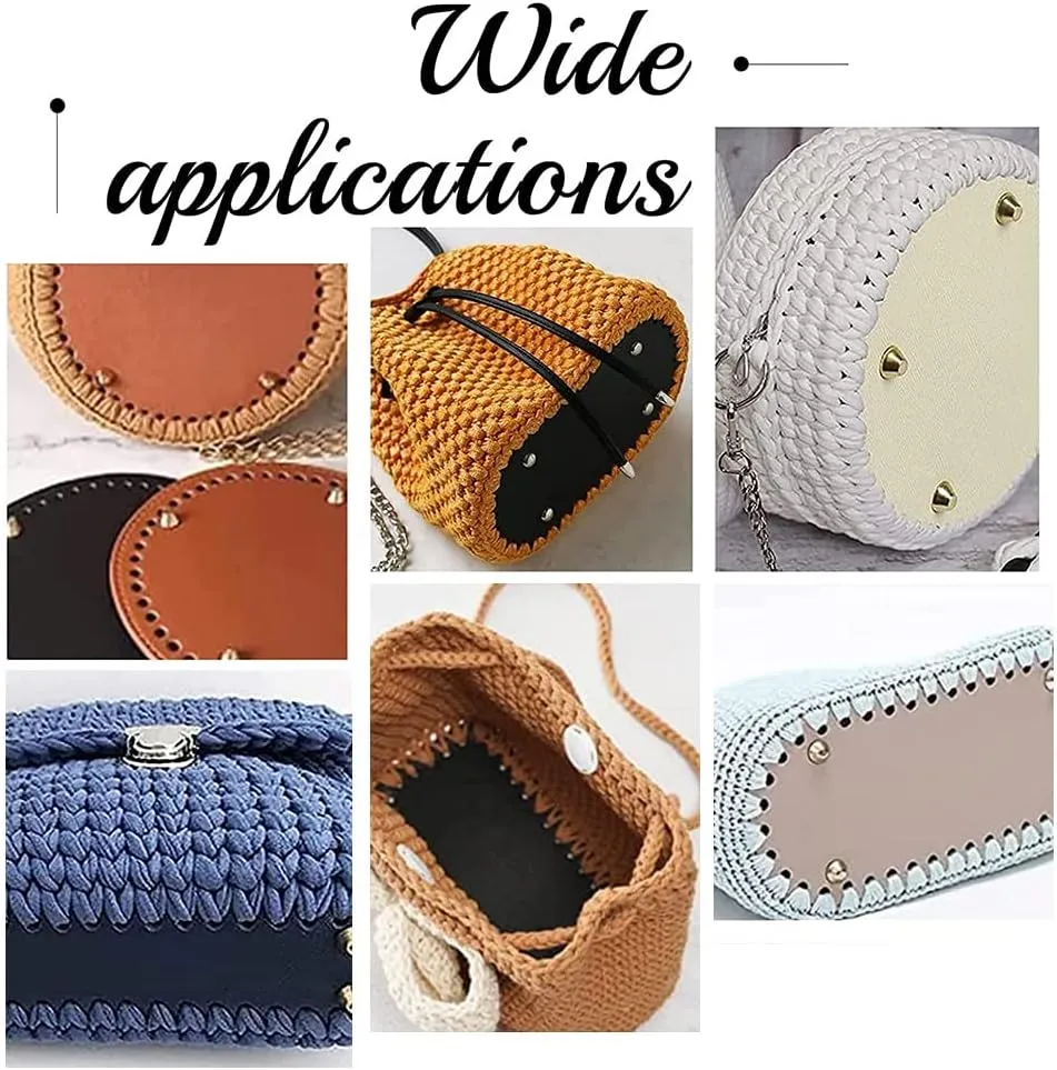 PH PandaHall 5 Style Crochet Bag Bottom PU Leather Bottom Shaper Pad Black Hand-Woven Bag Cushion Base with Holes Crochet Basket Base for DIY Handbag Shoulder Bucket Bags Purse Making Supplies