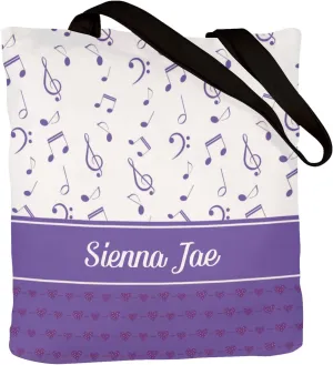 Piano Music Notes Canvas Tote Bag Custom Beach Travel Grocery School Shoulder Bag