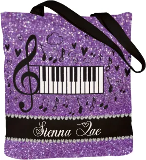 Piano Music Notes Canvas Tote Bag Custom Beach Travel Grocery School Shoulder Bag