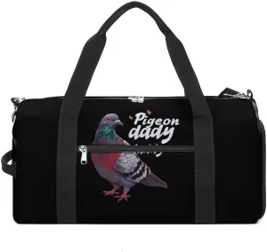 Pigeon Daddy Gym Bag for Women Men Lightweight Duffel Bag Travel Tote Bag Sports Bag with Shoulder Strap