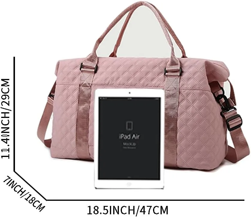 Pink Gym Bag Duffel Sports Tote Carry On Travel Duffel Traveling Weekend Overnight Bag for Women