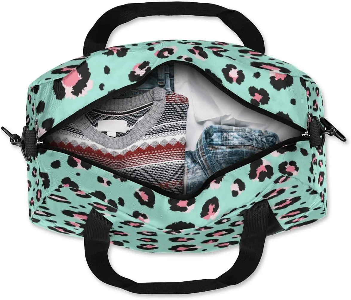 Pink Leopard Print Spots Gym Bag, Duffle Bag, Weekender Bag, Duffel Bag, Overnight Bag, Travel Duffel Bag, Dance Bag, Tote Bag, Beach Bag, Pool Bag, Gym Duffle Bag, Carry on Bag