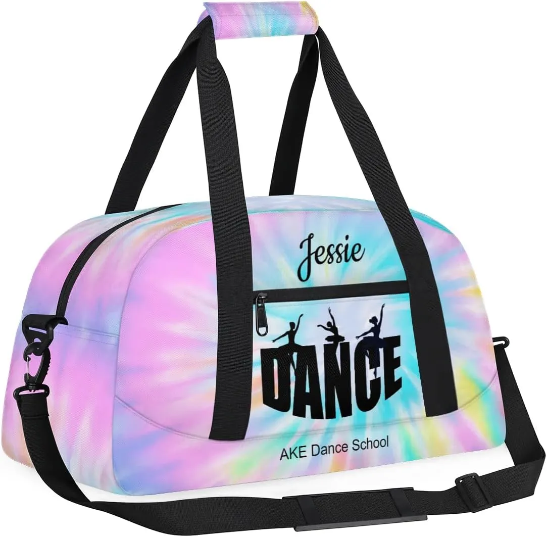 Pink Tie Dye Dance-Bag-for-Girls 8-10 Personalized Duffel Dance Bags for Kids Gym Bag Small Travel Luggage Bags for Girls Pink Dance Bag Dance Recital Gifts