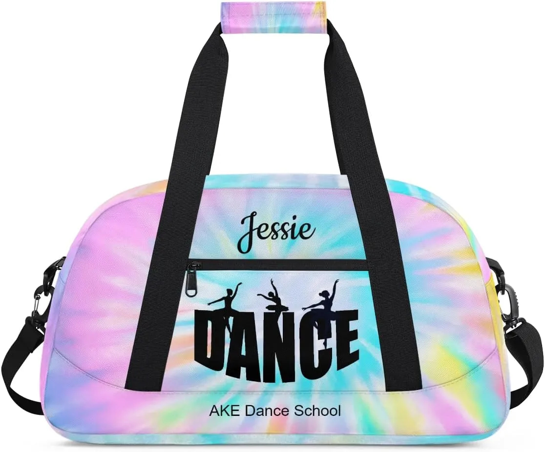 Pink Tie Dye Dance-Bag-for-Girls 8-10 Personalized Duffel Dance Bags for Kids Gym Bag Small Travel Luggage Bags for Girls Pink Dance Bag Dance Recital Gifts