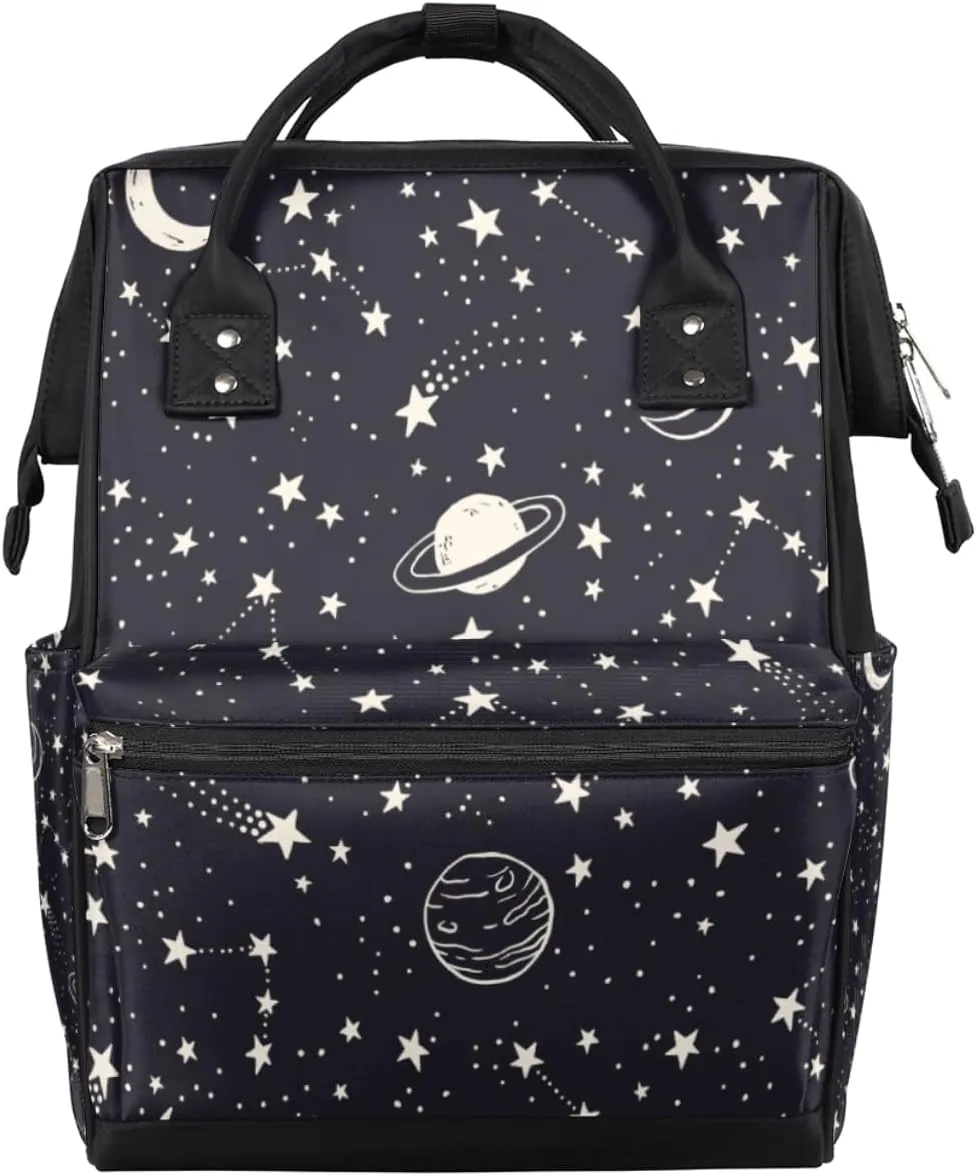 Planets Comets Stars Diaper Bag Tote Large Capacity Waterproof with Adjustable Shoulder Strap and Pram Straps Mommy Bag for Hospital Beach Weekender Travel