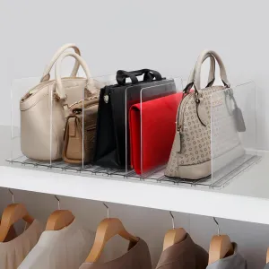Plastic Purse Organizer Closet – Pack of 2 Handbag Organizer with Adjustable Dividers & Sturdy Base – Purse Storage Organizer for Closet, Space-Saving Handbag Storage Organizer for Shelves