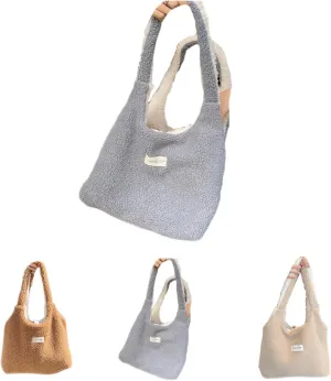 Plush Clutch Bag Lamb Wool Two Tone Handbag Totes Tote Bag Vest Pocket Dual Use Shoulder Bag