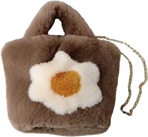 Plush Underarm Bag for Girls Furry Purse Handbags for Women Y2K Fluffy Fuzzy Shoulder Bag Tote Bag for Autumn Winter