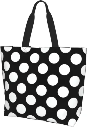 Polka Dots Tote Bag for Women,Reusable Colorful Shopping Grocery Shoulder Bags Large Capacity Handbags