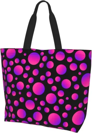 Polka Dots Tote Bag for Women,Reusable Colorful Shopping Grocery Shoulder Bags Large Capacity Handbags