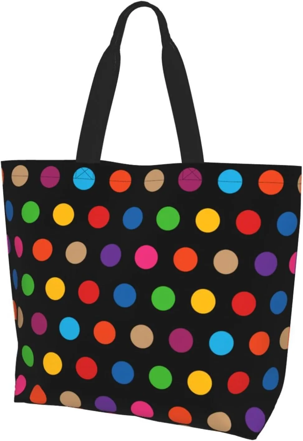 Polka Dots Tote Bag for Women,Reusable Colorful Shopping Grocery Shoulder Bags Large Capacity Handbags