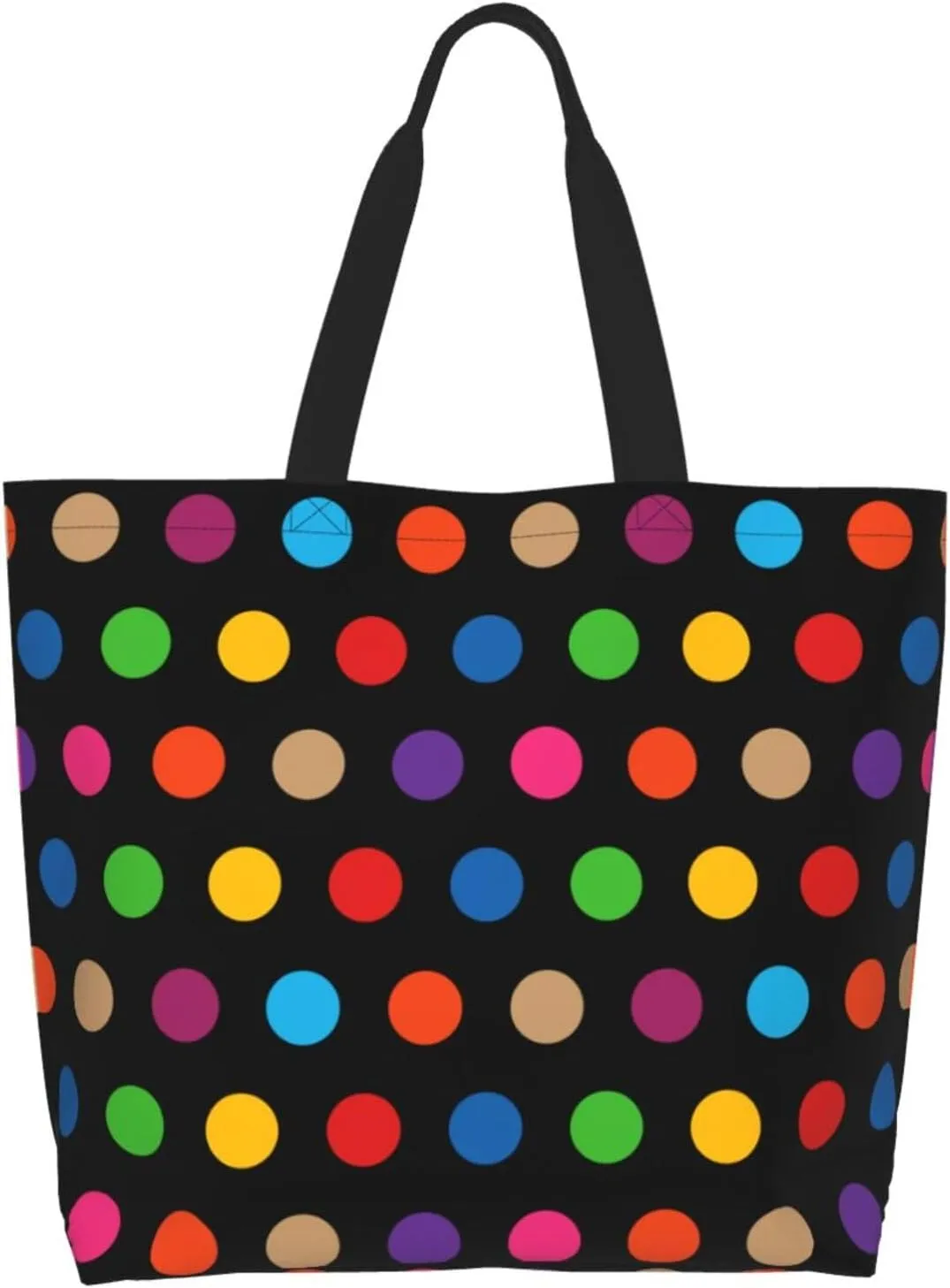 Polka Dots Tote Bag for Women,Reusable Colorful Shopping Grocery Shoulder Bags Large Capacity Handbags