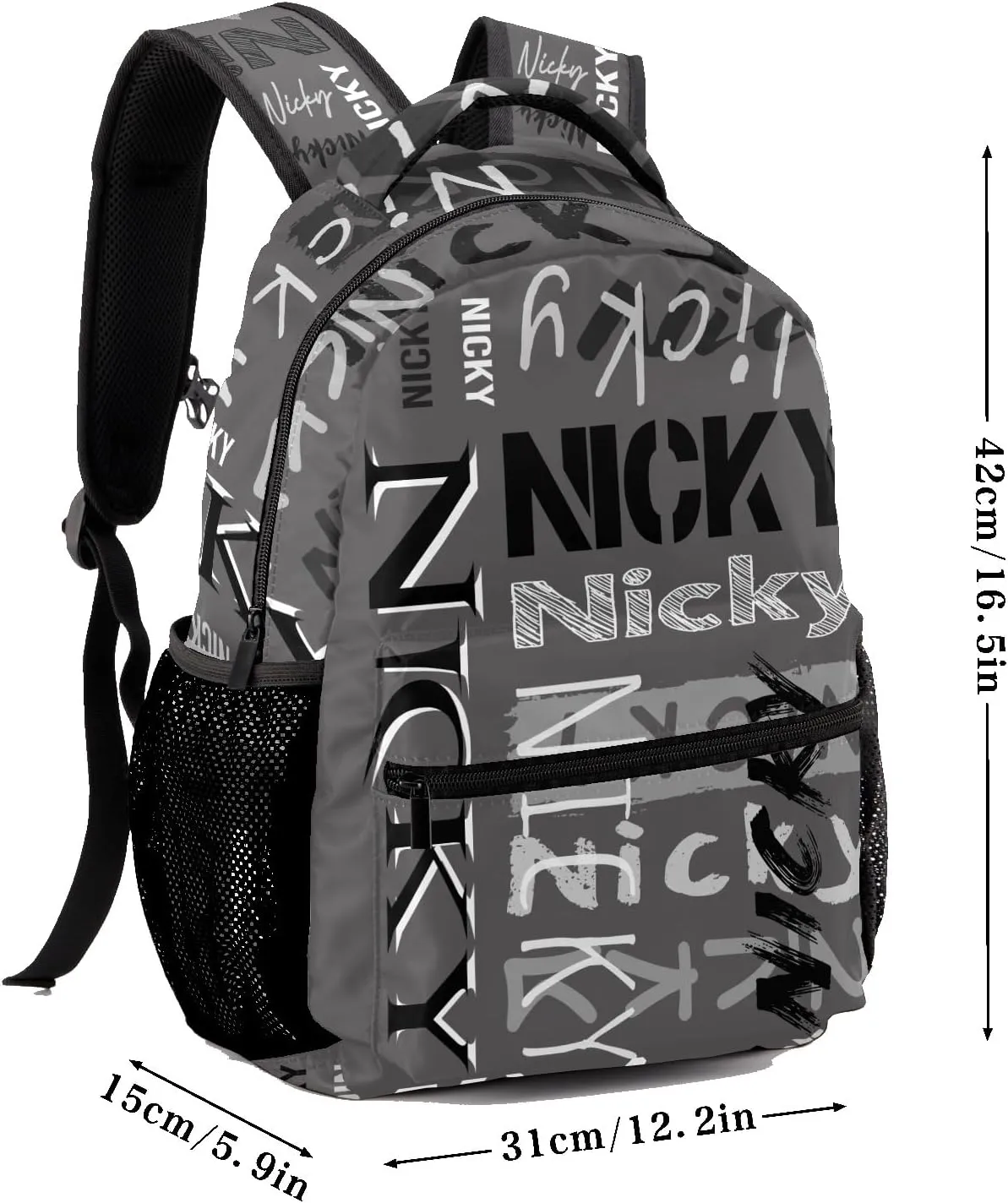 Polyester Personalized School Bookbag with Name Text Waterproof Custom Elementary Backpack Book Bag for Boys Girls Stylish Customize Back Pack Customized Gift for Kids Back to School