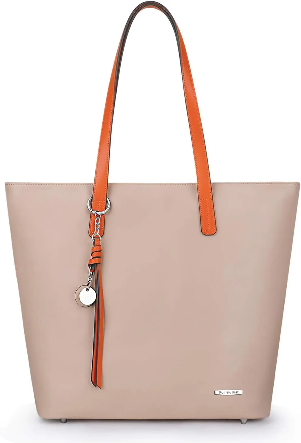 Pomelo Best Tote Bags for Women, Soft PU Leather Purses, Large Handbags with Zippers, Stylish Shoulder Tote Bags for Daily Use & Work, Apricot