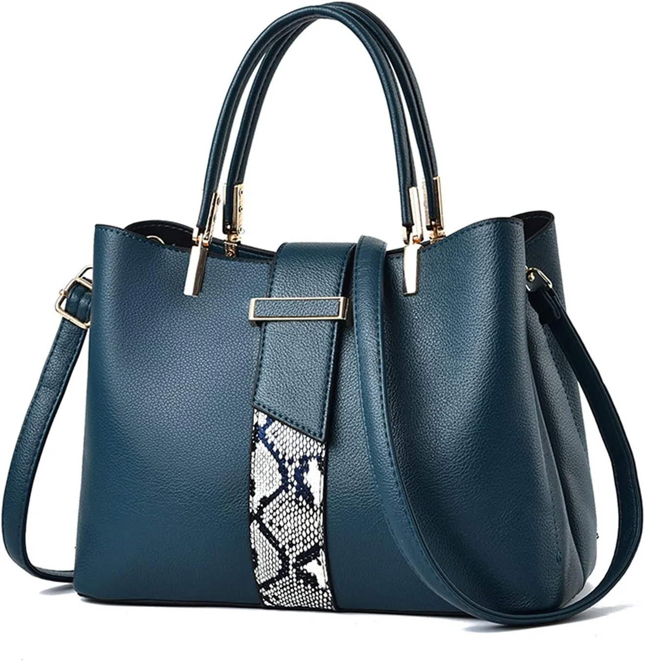PORRASSO Handbag Women Top-Handle Bags Fashion Shoulder Bag Ladies Satchel PU Leather Waterproof Crossbody Tote Bag for Work Daily Use Blue