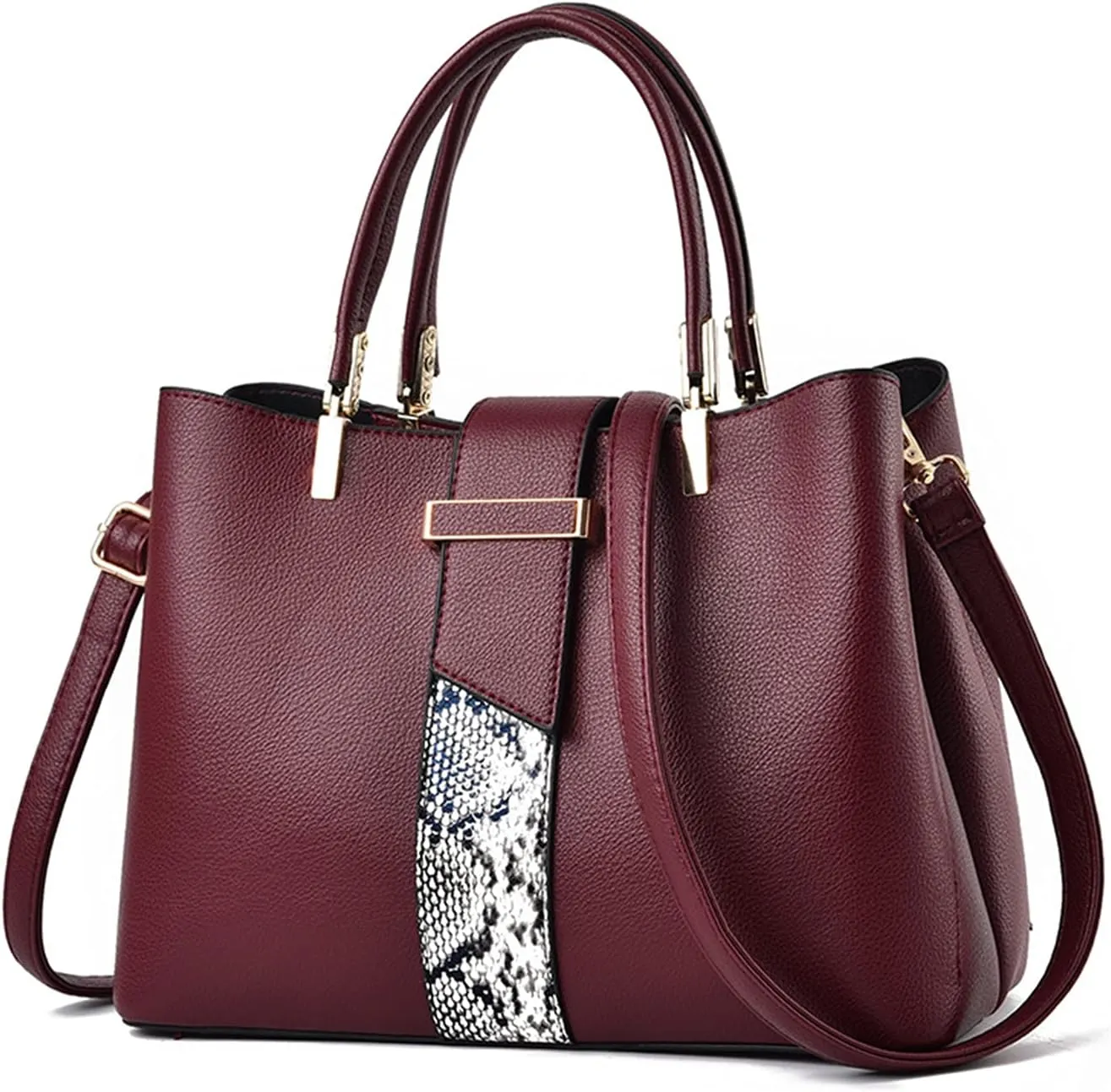 PORRASSO Handbag Women Top-Handle Bags Fashion Shoulder Bag Ladies Satchel PU Leather Waterproof Crossbody Tote Bag for Work Daily Use Red
