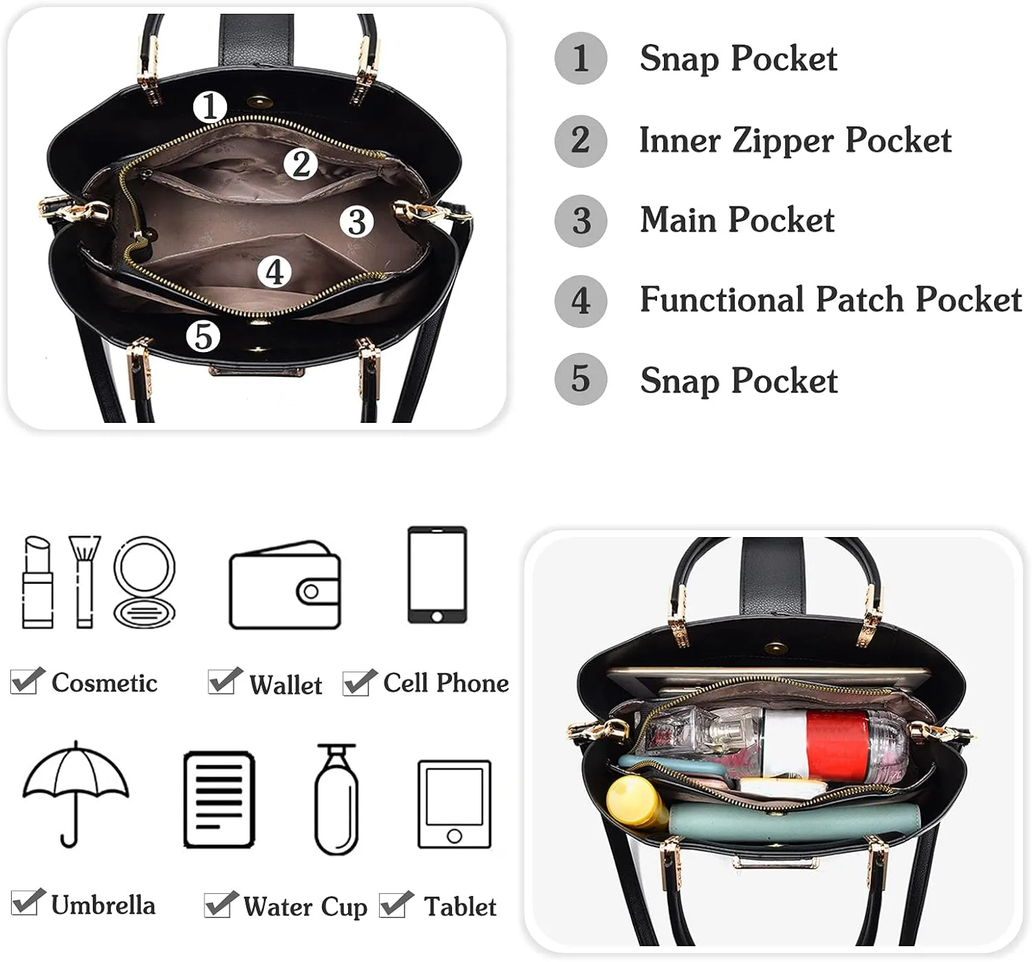 PORRASSO Handbag Women Top-Handle Bags Fashion Shoulder Bag Ladies Satchel PU Leather Waterproof Crossbody Tote Bag for Work Daily Use Red