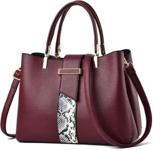 PORRASSO Handbag Women Top-Handle Bags Fashion Shoulder Bag Ladies Satchel PU Leather Waterproof Crossbody Tote Bag for Work Daily Use Red