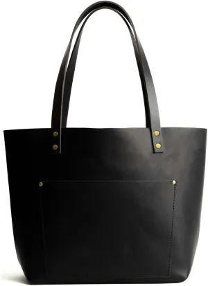 Portland Leather Goods Classic Medium Tote Bag – Handmade, Open Top, Durable & Unlined – Interior & Exterior Pockets