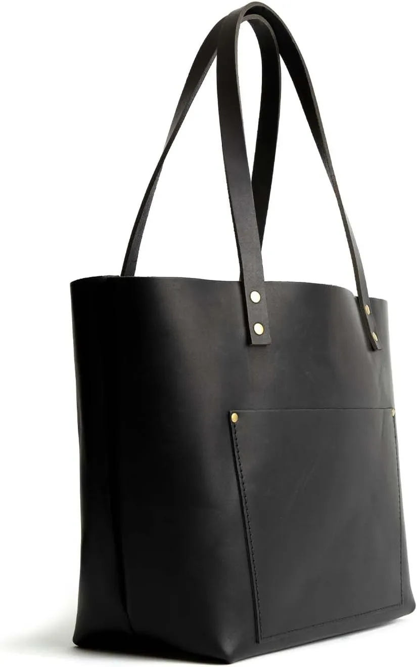 Portland Leather Goods Classic Medium Tote Bag – Handmade, Open Top, Durable & Unlined – Interior & Exterior Pockets