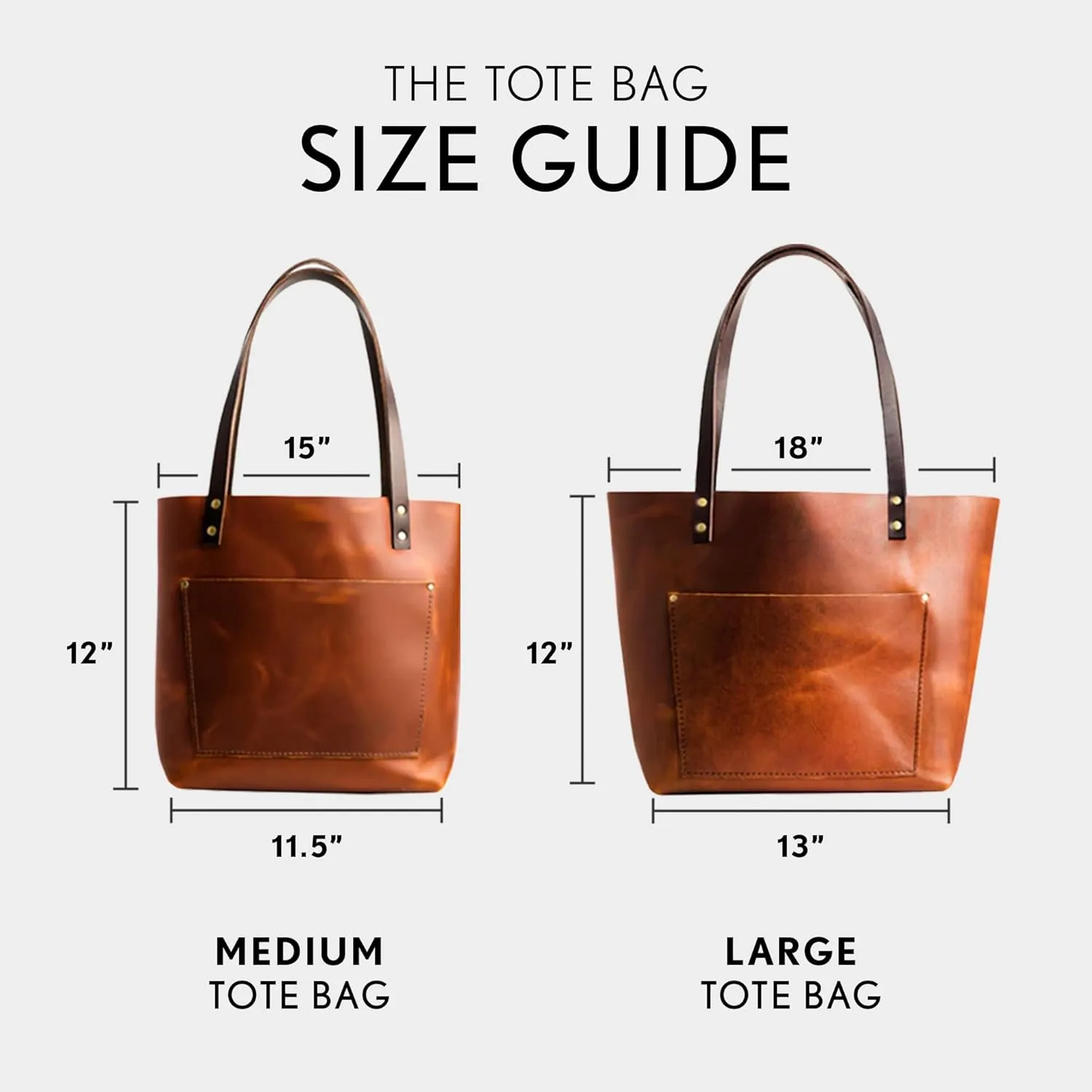 Portland Leather Goods Classic Medium Tote Bag – Handmade, Open Top, Durable & Unlined – Interior & Exterior Pockets