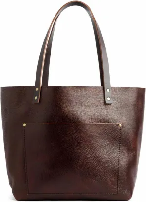 Portland Leather Goods Classic Medium Tote Bag – Handmade, Open Top, Durable & Unlined – Interior & Exterior Pockets