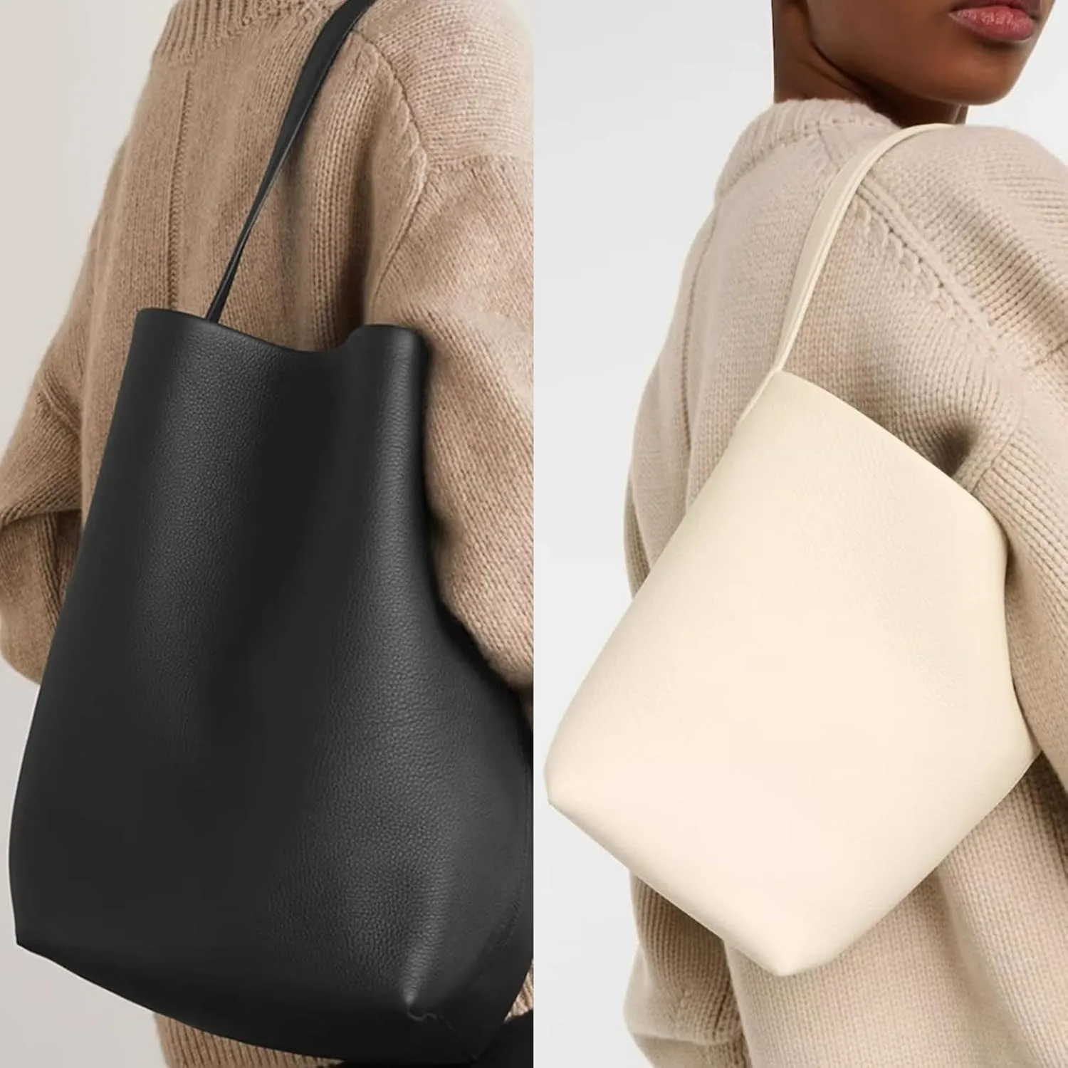 Premium Genuine Leather Bucket Tote for Women - Large Shoulder Tote for Everyday Use