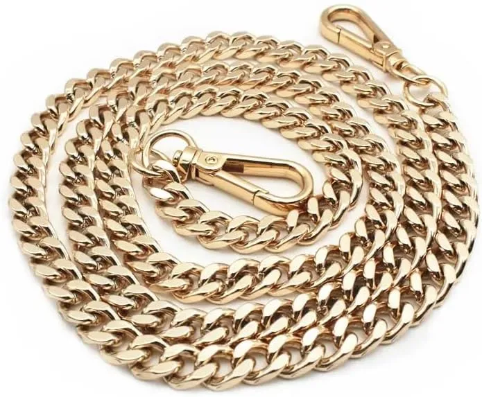 Premium Gold Chain for Purse 47" with Durable Metal Buckles Replacement Chain Strap Fits Purse, Wallet, Handbag, Shoulder Bag, Crossbody Bag, Handbag Clutch