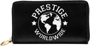 Prestige Worldwide Long Leather Clutch Wallet with Dual-Sided Print - Storage bag (12 Card Slots, Zippered Coin Pocket)