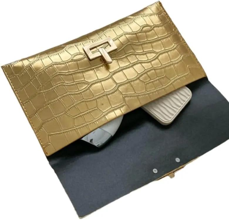 PU Crocodile Print Envelope Clutch Purse (L) 11.6 (W) 0.2 (H) 6.5