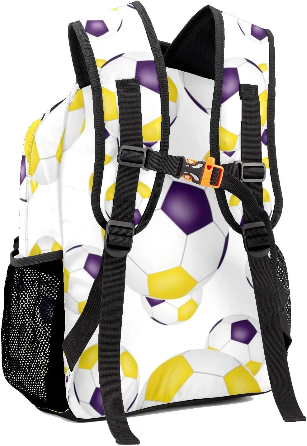 Purple Soccer Balls Personalized Kids School Backpack Custom for Boys Girls Primary Daypack School Bookbag Travel Bag