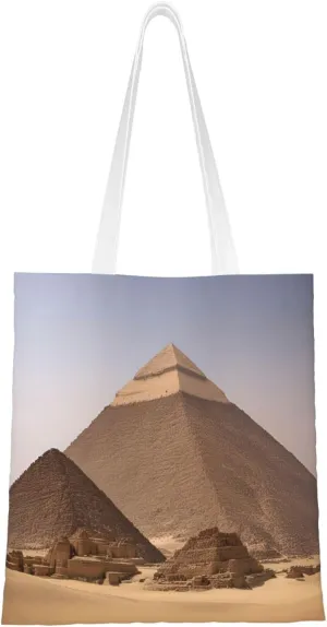 Pyramids Of Egypt Print Canvas Tote Bag Reusable Shoulder Shopping Bags For Daily Use Shopping Travel