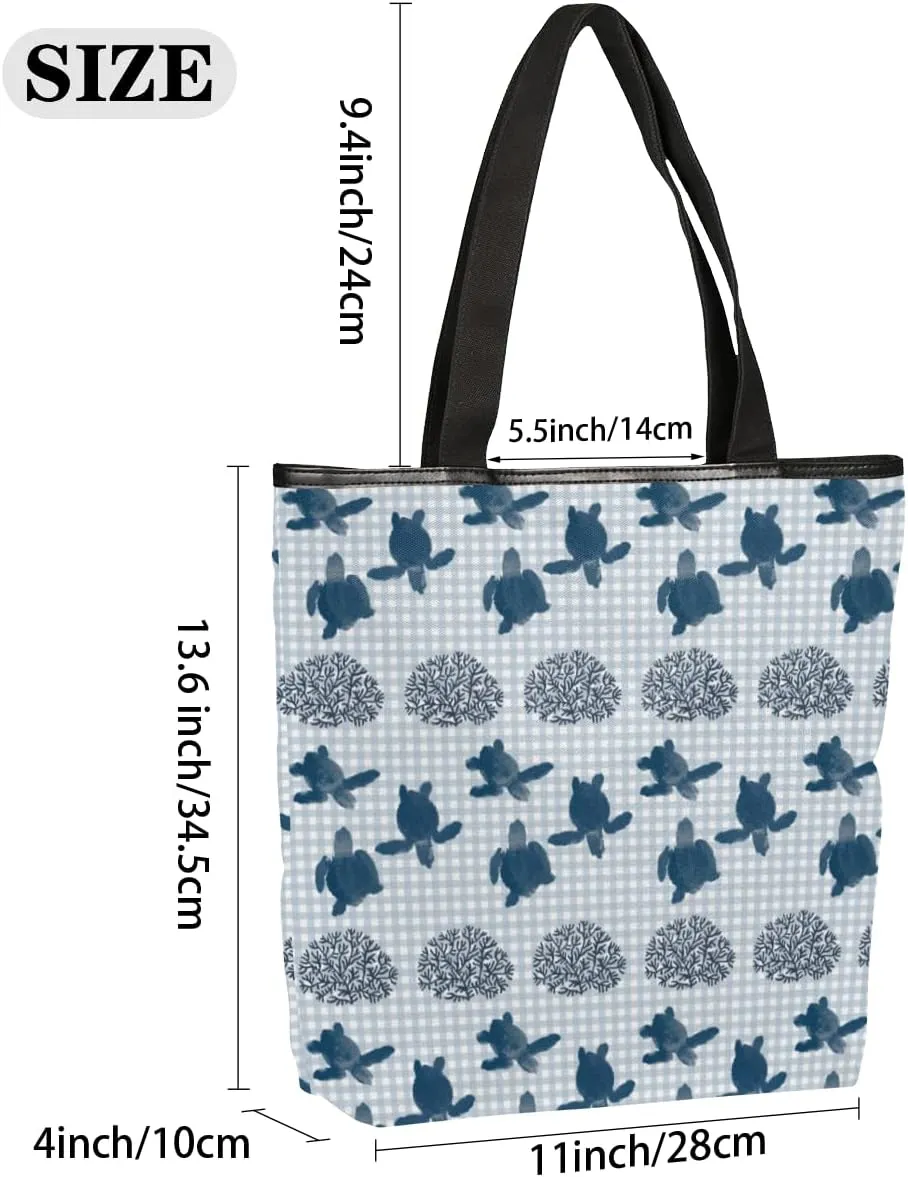 QsirBC Fun Cat Canvas Tote Bag for Women Reusable Shoulder Totebag Pocket Zipper Casual Handbag