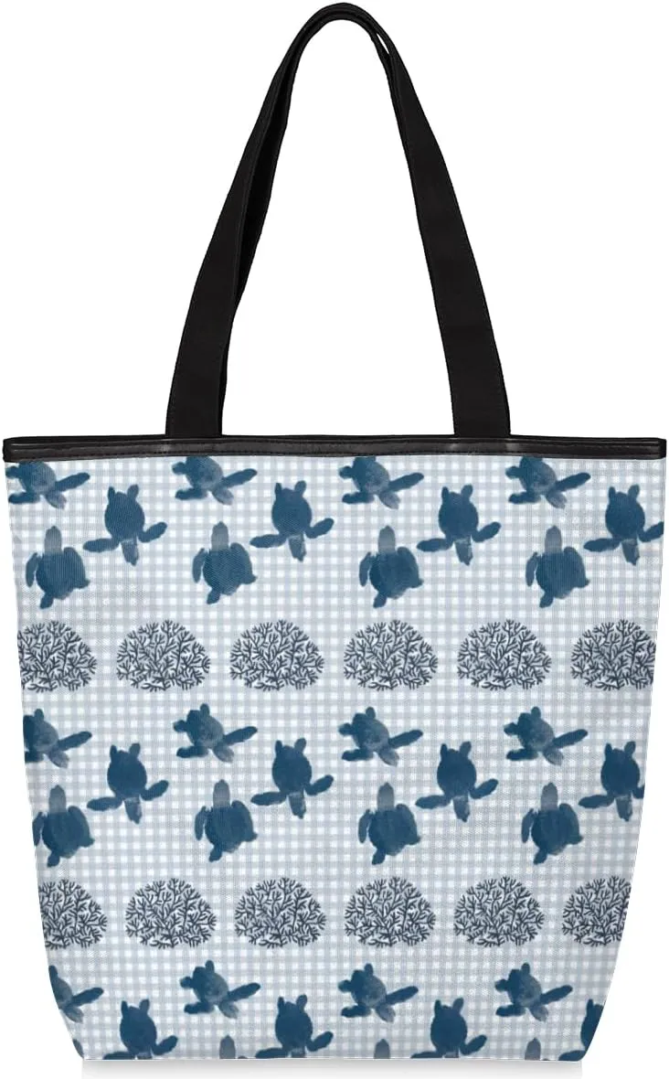 QsirBC Fun Cat Canvas Tote Bag for Women Reusable Shoulder Totebag Pocket Zipper Casual Handbag
