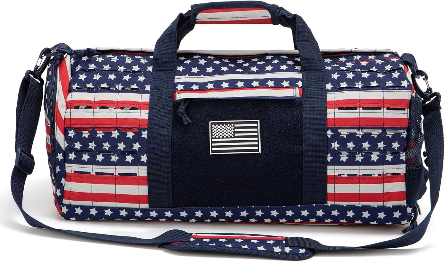 QT&QY 40L Military Tactical Duffel Bag For Men Sport Gym Bag Fitness Tote Travel Duffel Bags Training Workout Bag With Shoe Compartment Basketball Football Weekender Bag patriot Star Spangled