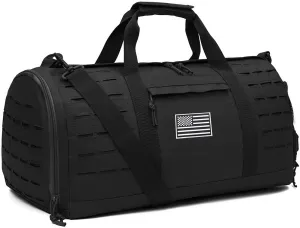 QT&QY 40L Military Tactical Duffle Bag For Men Sport Gym Fitness Tote Travel Training Workout With Shoe Compartment Basketball Football Weekender
