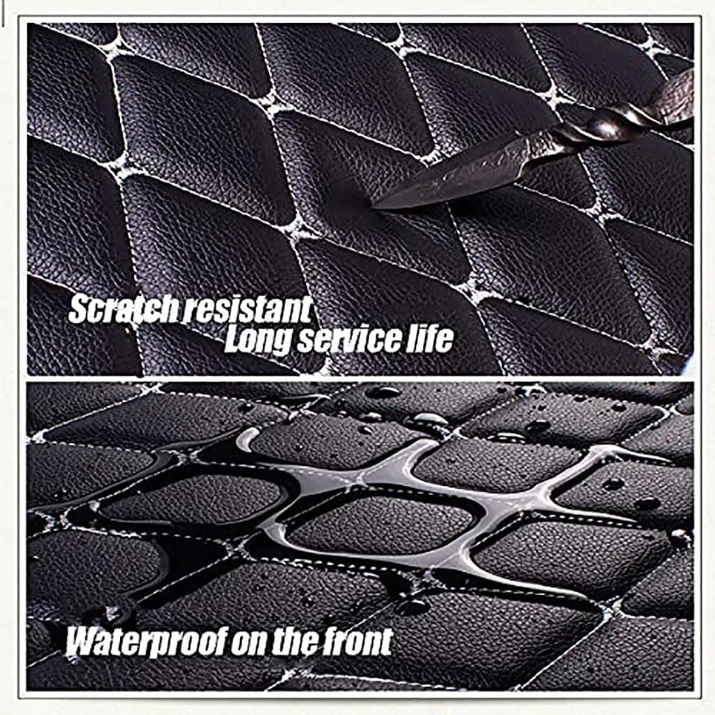 Quilted Faux Leather PVC Leather Fabric Waterproof Faux Leather Fabric Quilted Leather Diamond Stitch Padded Cushion Linen Wadding Backing Upholstery 1.6x1m (Black)