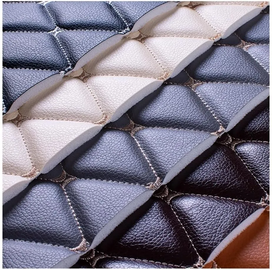 Quilted Faux Leather PVC Leather Fabric Waterproof Faux Leather Fabric Quilted Leather Diamond Stitch Padded Cushion Linen Wadding Backing Upholstery 1.6x1m (Black)