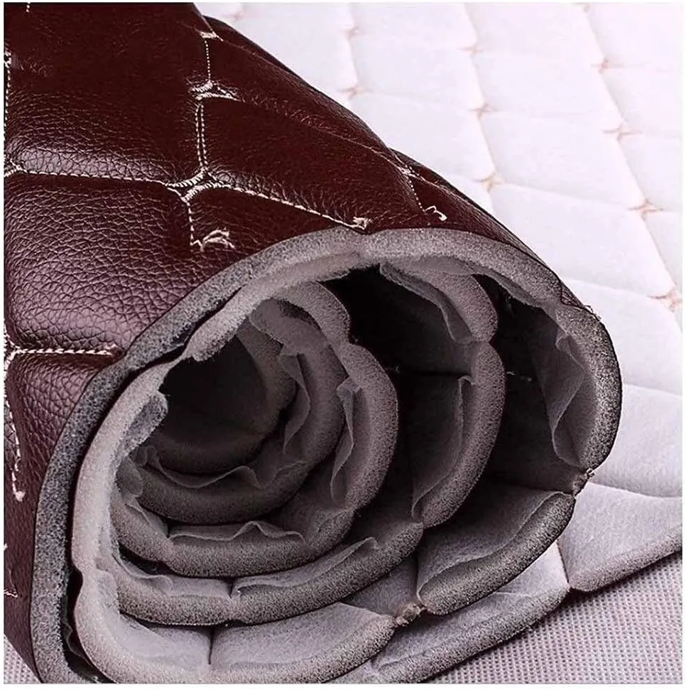 Quilted Faux Leather PVC Leather Fabric Waterproof Faux Leather Fabric Quilted Leather Diamond Stitch Padded Cushion Linen Wadding Backing Upholstery 1.6x1m (Black)
