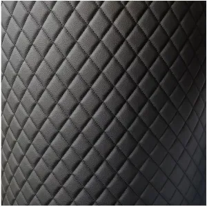Quilted Faux Leather PVC Leather Fabric Waterproof Faux Leather Fabric Quilted Leather Diamond Stitch Padded Cushion Linen Wadding Backing Upholstery 1.6x1m (Black)