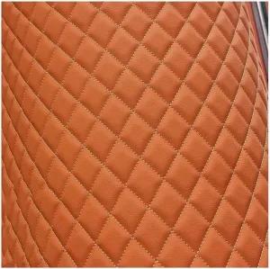 Quilted Faux Leather Vinyl PVC Fabric Waterproof Diamond Stitch Padded Cushion Linen Wadding Backing Upholstery 1.6x1m(Orange 2,1.6X5m)